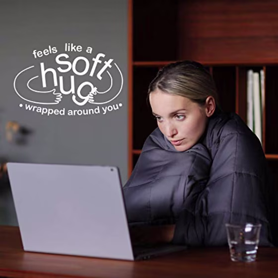 YnM Weighted Blanket (15 lbs, 60''x80'', Queen Size) for People Weigh Around 140lbs | 2.0 Cozy Heavy Blanket | 100% Oeko-Tex Certified Cotton Material with Premium Glass Beads, Dark Grey