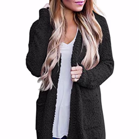 MEROKEETY Women's Long Sleeve Soft Chunky Knit Sweater Open Front Cardigan Outwear with Pockets