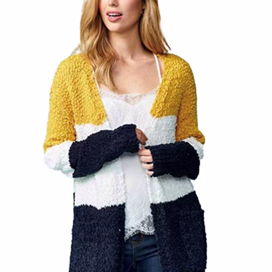 MEROKEETY Women's Long Sleeve Soft Chunky Knit Sweater Open Front Cardigan Outwear with Pockets