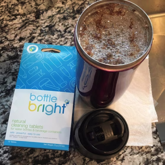 Bottle Bright (12 Tablets) - All Natural, Biodegradable, Chlorine & Odor Free Water Bottle & Hydration Pack Cleaning Tablets