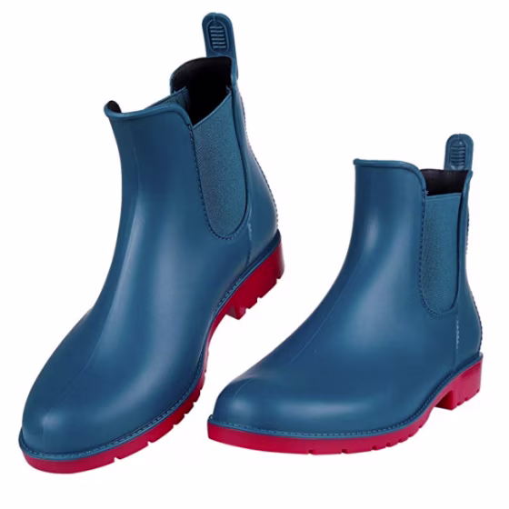 Asgard Women's Short Rain Boots Waterproof Black Elastic Slip On Ankle Booties B34