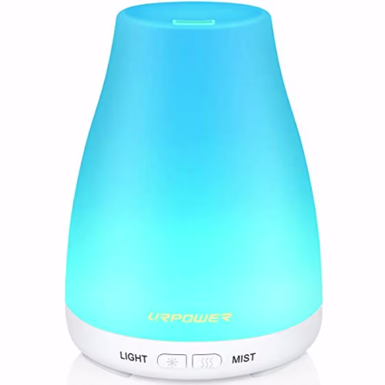 URPOWER 2nd Version Essential Oil Diffuser Aroma Essential Oil Cool Mist Humidifier with Adjustable Mist Mode,Waterless Auto Shut-Off and 7 Color LED Lights Changing for Home (White)