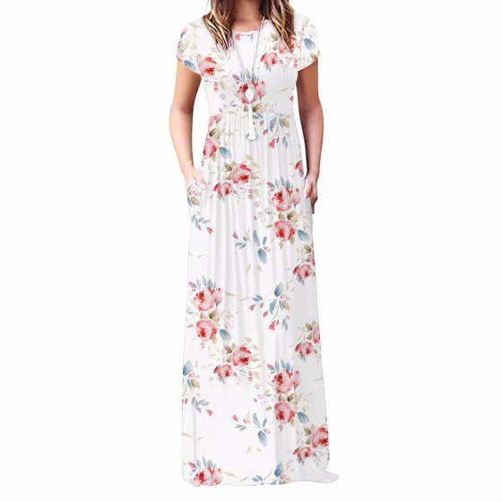 Viishow Short-sleeve Maxi Dress with Pockets