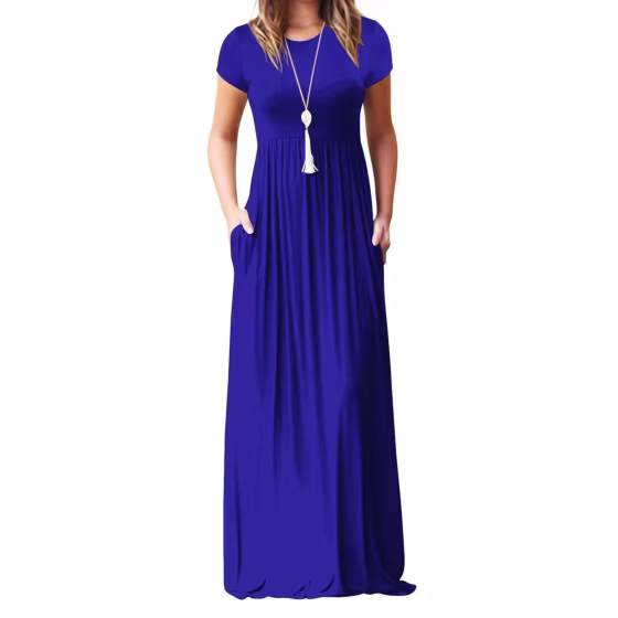 Viishow Short-sleeve Maxi Dress with Pockets