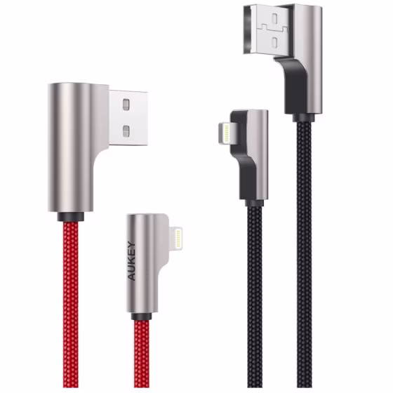 Aukey Right Angle Lightning Cable for iPhone (Two-Pack)