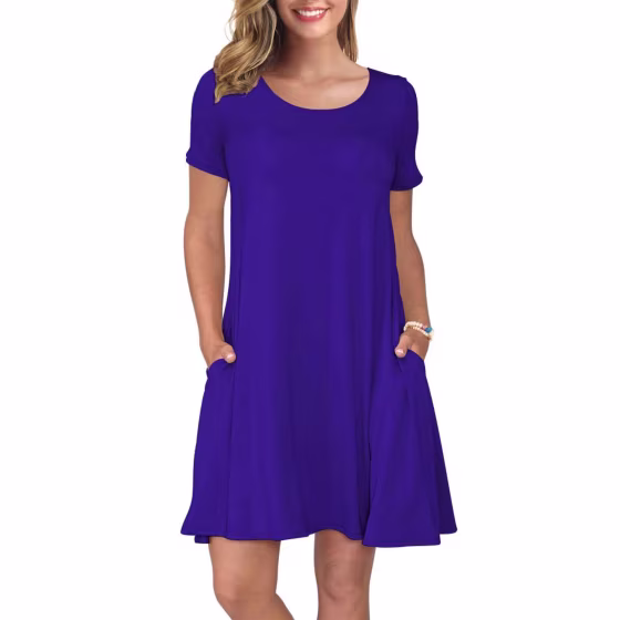 Summer Casual T-Shirt Dress with Pockets
