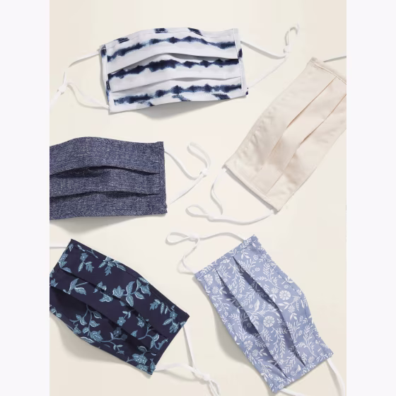 Old Navy Triple-Layer Cloth Face Masks (with Ear Adjusters) Five-Pack