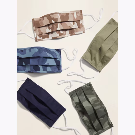 Old Navy Triple-Layer Cloth Face Masks (with Ear Adjusters) Five-Pack
