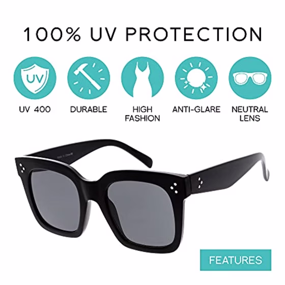ZeroUV Retro Oversized Square Sunglasses
