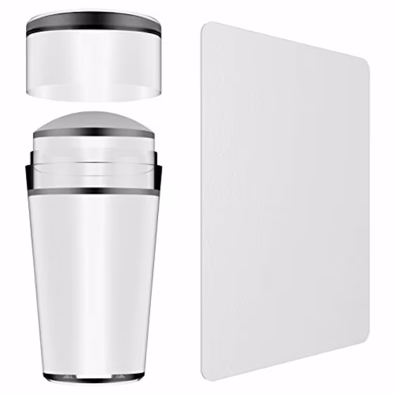 Nail Art Stamper, Clear Silicone Stamping Jelly with Scraper, Transparent Visible Body, No Misplacement for DIY Nail Decor (Clear)