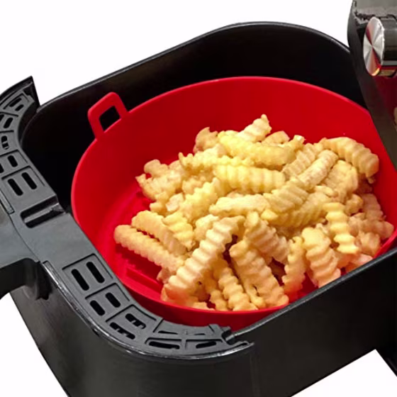 WAVELU Air Fryer Silicone Pot - [UPGRADED] Food Safe Air fryers Oven Accessories | Replacement of Flammable Parchment Liner Paper | No More Harsh Cleaning Basket After Using Airfryer (For 3 to 5 QT)