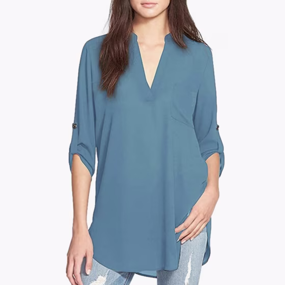 Evelust Roll Tab Sleeve Tunic