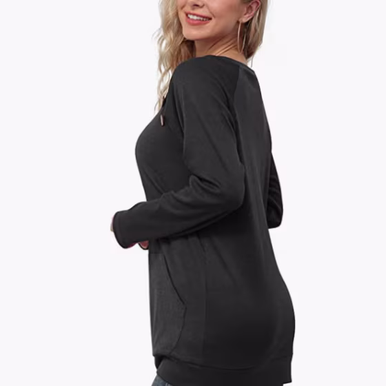 Yincro Women's Casual Long Sleeve Tunic Tops Fall Tshirt Blouses with Pockets (Botton-up Royal Blue,S)