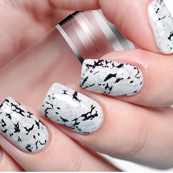 Nail Art Stamper, Clear Silicone Stamping Jelly with Scraper, Transparent Visible Body, No Misplacement for DIY Nail Decor (Clear)