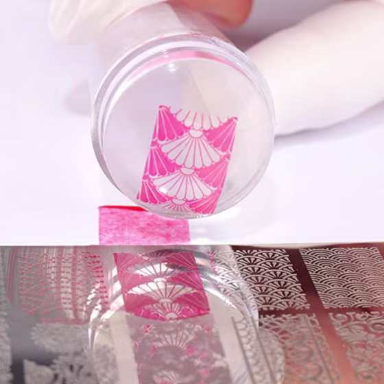 Nail Art Stamper, Clear Silicone Stamping Jelly with Scraper, Transparent Visible Body, No Misplacement for DIY Nail Decor (Clear)