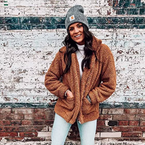 PrettyGarden Faux-Shearling Shaggy Oversized Coat