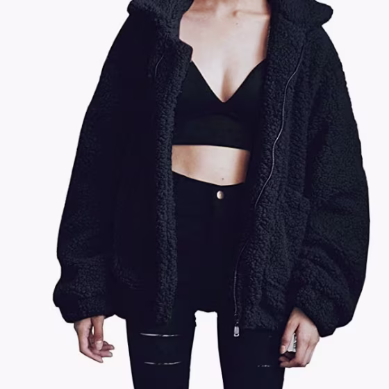 PrettyGarden Faux-Shearling Shaggy Oversized Coat