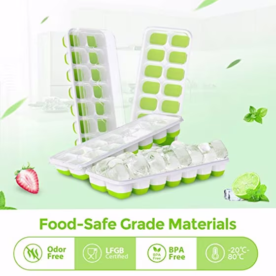 Easy-Release Silicone Ice Cube Trays (Pack of 4)