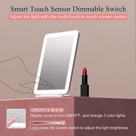FUNTOUCH Rechargeable Travel Makeup Vanity Mirror