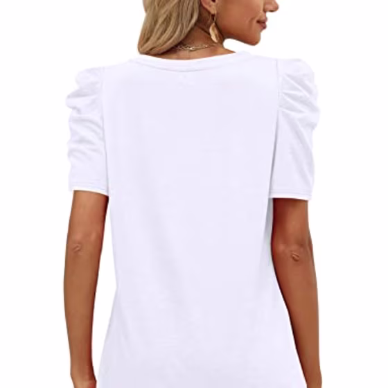 Womens Shirts Dressy Casual White T Shirts for Women V Neck Polyester Tshirts Soft S
