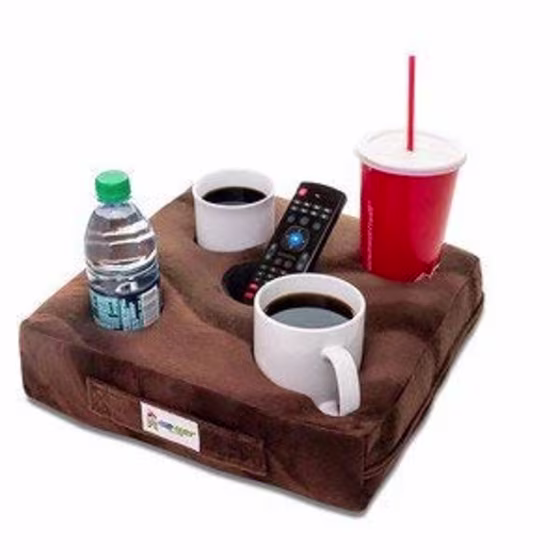 Cup Cozy Deluxe Pillow (Gray) *As Seen on TV* -The World's Best Cup Holder! Keep Your Drinks Close and Prevent Spills. Use it Anywhere-Couch, Floor, Bed, Man cave, car, RV, Park, Beach and More!