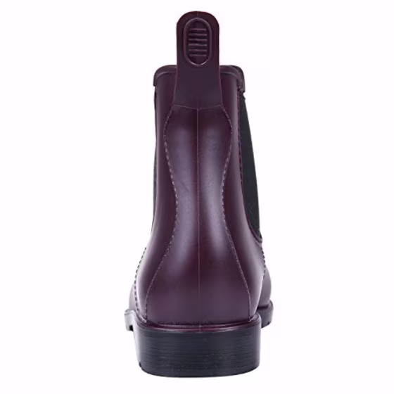 Women's Ankle Rain Boots Waterproof Chelsea Boots, Wine Red, 12