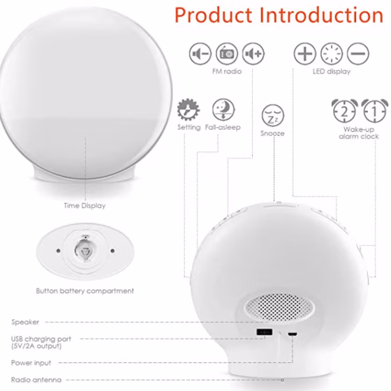 Jall Wake Up Light Sunrise Alarm Clock