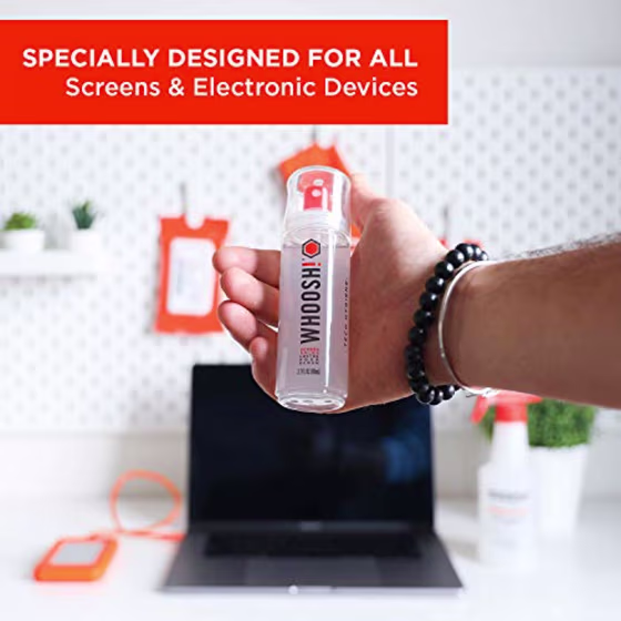 WHOOSH! Screen Cleaner Kit - [3.4oz +0.8oz] Best for - Smartphones, iPhone, iPads, Eyeglasses, e-Readers, Laptop, TV Screen Cleaner, and Computer Monitor- 3 Premium Cloths Included