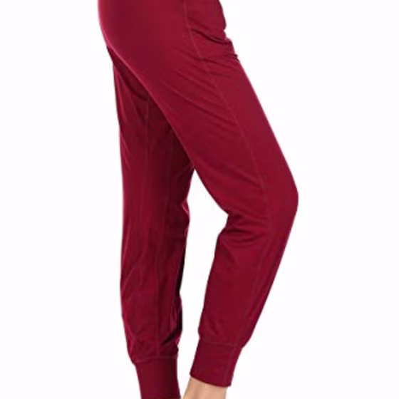 Leggings Depot JYL19-BURGUNDY-XL ActiveFlex Slim-fit Joggers with Pockets, XL