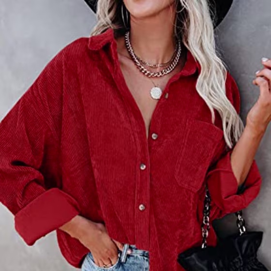 Long Sleeve Corduroy Blouse