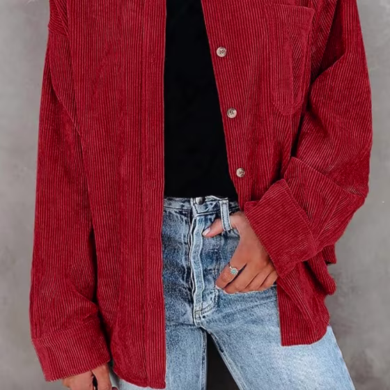 Long Sleeve Corduroy Blouse