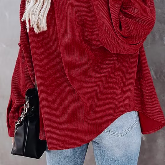 Long Sleeve Corduroy Blouse