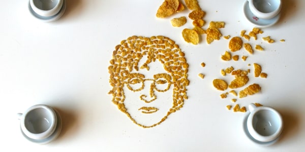 Artist makes portraits of musicians from breakfast cereal