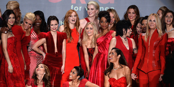 Celebs wear red on the runway