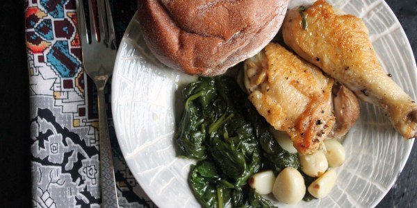 Braised Chicken with Spinach and Garlic