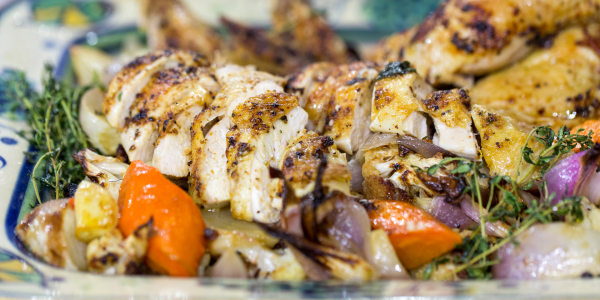 One-Pot Beer Can Chicken with Roasted Vegetables 