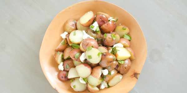 Baby Potatoes with Basil and Goat Cheese