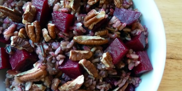 Wild Rice with Roasted Beets and Toasted Pecans