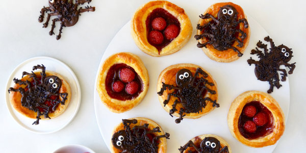 Spooky Spider Raspberry Tartlets for Halloween