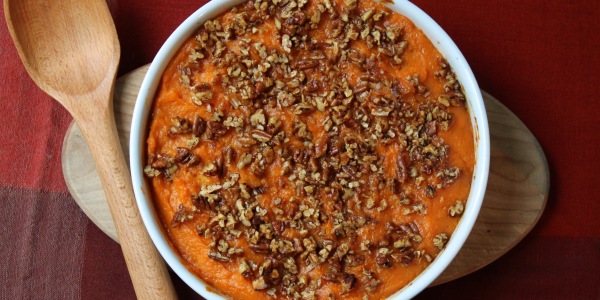 Bourbon-Maple Sweet Potato Casserole with Pecans