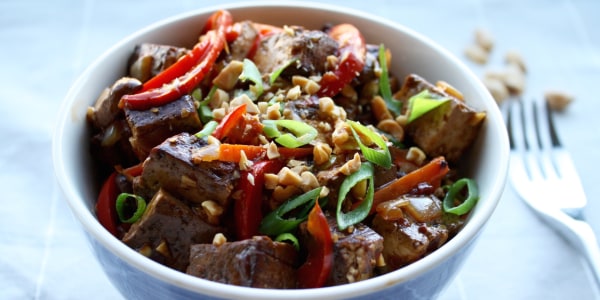 Spicy Chinese Tofu with Scallions and Peanuts