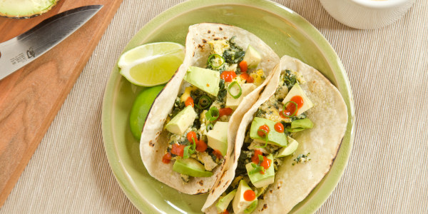 Avocado, Spinach and Egg Breakfast Tacos