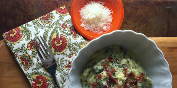 Slow-Cooker Polenta with Spinach, Parmesan, and Pancetta