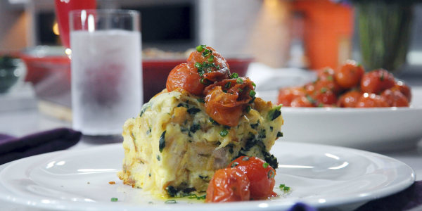 Bobby Flay's Caramelized Onion and Spinach Strata