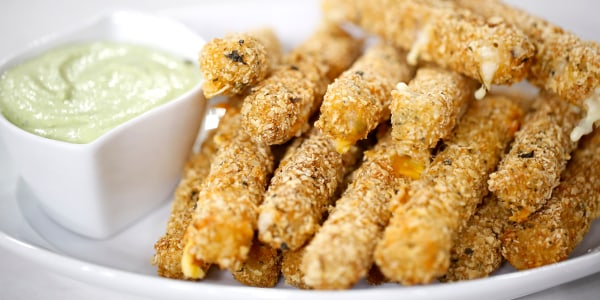 Ooey Gooey Cheese Sticks with Spicy Ranch Dip