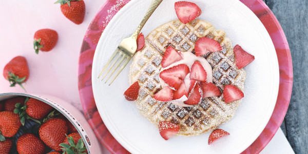 Yeasted Waffles with Strawberry Cream