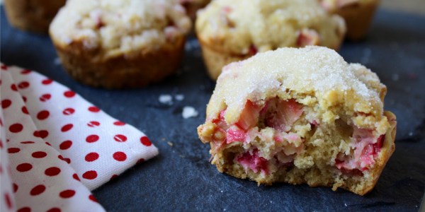 Sugar-Dipped Rhubarb Lemon Muffins