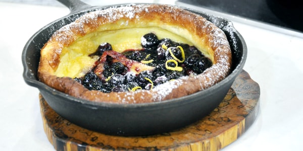 Al's Lemon Vanilla Dutch Baby with Blueberry Sauce