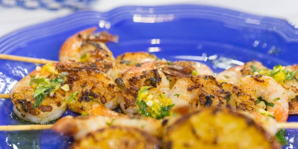 Grilled Shrimp Skewers with Lemon Herb Vinaigrette