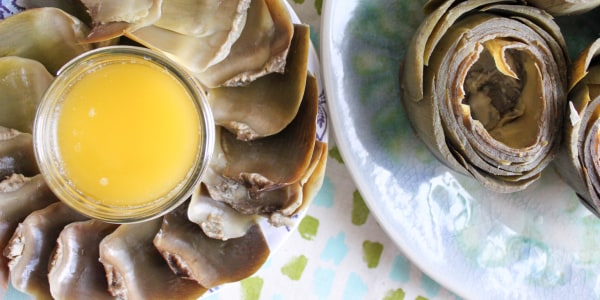 Slow Cooker Artichokes with Garlic Butter